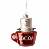 Ganz Smores Cocoa Mug Snowman Glass Holiday Christmas Ornament, 3