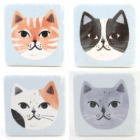 Tabletop Cat Coasters Set/4 Resin Gray Black White Tabby Cb176108