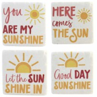 Tabletop Sunshine Text Coaster Resin Set/4 Everyday Cb176051
