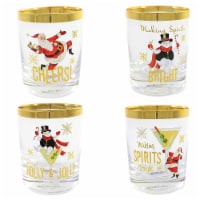 Tabletop Santa Snowman Glass Set/4 Glass Gold Accent Mx183786