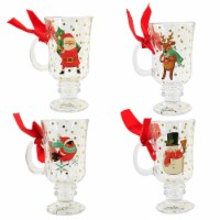 Tabletop Holiday Icon Mugs Set/4 Glass Santa Snowman Penquin Mx185501
