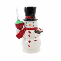 Christmas Snowman With Bubble Light Ceramic Candy Cane Mx184863