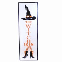 Ganz 31.50 Painted Witch On Metal Sign Hat Boots Stripe Socks