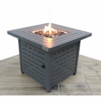 Living Source International 25'' H x 30'' W Steel Outdoor Fire Pit Table with Lid