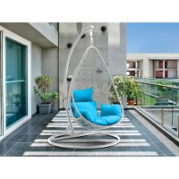 Bravo Outdoor Egg Chair, wash white wicker frame with steel stand powdercoating finish