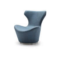 Easton Swivel Leisure Chair, Blue water proof Fabric, Polished stainless steel base.