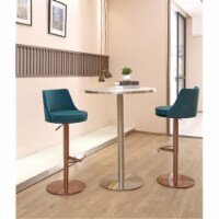 Carter Barstool, Adjustable Height, Swivel, Blue Velvet Seat, Rose Gold base