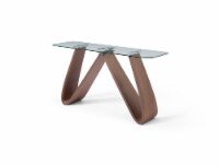 Emory Console, 10mm Clear Tempered Glass Top, Walnut Veneer Base