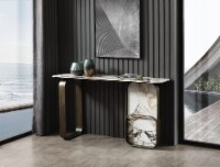 Kora Console, 8mm Glass + 6mm Ceramic White, Black & Gold Marbolized Top, 6mm Ceramic and
