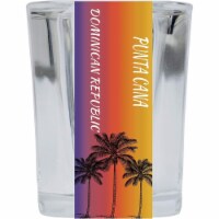 Punta Cana Dominican Republic 2 Ounce Square Shot Glass Palm Tree Design