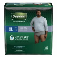 Depend Disposable Underwear Male X-Large, Maximum, 15 Ct