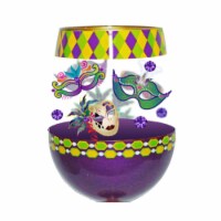 95 & Sunny SLMARDIGRASDEUX 18 oz Mardi Gras Deux Bottoms Up Stemless Wine Glass