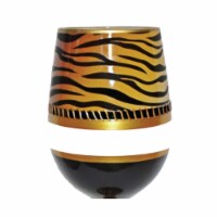95 & Sunny SLDECOTIGER 18 oz Deco Tiger Bottoms Up Stemless Wine Glass
