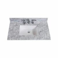 37 in. Natural Marble Vanity Top in Carrara White with White Basin