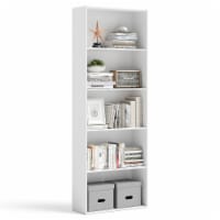 Costway 5-Shelf Storage Bookcase Modern Multi-Functional Display Cabinet Furniture White