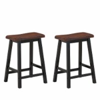 Set of 2 Bar Stools 24''H Saddle Seat Pub Chair Home Kitchen Dining Room Brown