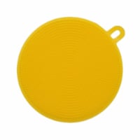 4 Round Silicone Dish Scrubbing Sponge / Vegetable Scrubber Brush - Yellow
