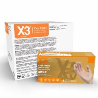 X3 Clear Vinyl Disposable Gloves, 3 Mil, Food-Safe, Non-Latex, Medium, 1000/Case