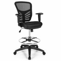 Costway Mesh Drafting Chair Office Chair w/Adjustable Armrests & Foot-Ring Grey Black