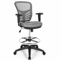 Costway Mesh Drafting Chair Office Chair w/Adjustable Armrests & Foot-Ring Grey Grey