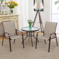 Costway 2PCS Patio Chairs Deck Yard W/Armrest Brown/Beige/Gray Black