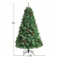 Costway 6ft \7ft\8ft Unlit Hinged PVC Artificial Christmas Pine Tree with Red Berries 7 FT