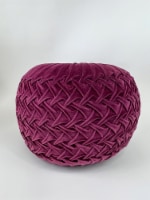 Spura Home Velvet Round Tufted Pouf/Ottoman Lightweight