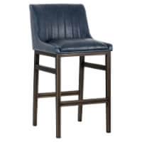 Sunpan Halden 29.5  Modern Faux Leather Barstool in Blue/Rustic Bronze