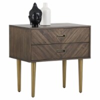 Sunpan Greyson 28  Rectangular Modern Wood and Steel Nightstand in Brown