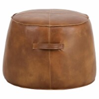 Sunpan Mitchell 21.5  Modern Faux Leather Ottoman in Tobacco Tan