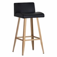 Sunpan Dani 28  Modern Faux Leather Counter Stool in Black/Gold