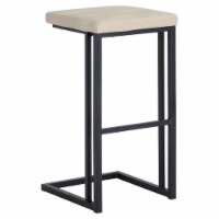 Sunpan Boone 30  Modern Faux Leather and Wood Barstool in Cream (Set of 2)