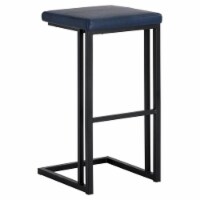 Sunpan Boone 30  Modern Faux Leather Barstool in Black-Bravo Admiral (Set of 2)