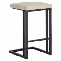 Sunpan Boone 26  Faux Leather and Steel Counter Stool in Cream-Black (Set of 2)