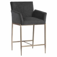 Sunpan Gesa 28  Modern Fabric Counter Stool in Kohl Gray/Antique Brass