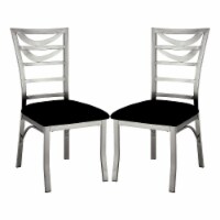 Set of 2 Microfiber and Metal Dining Side Chair in Silver and Black Finish