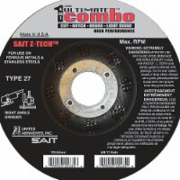 United Abrasives/Sait Combo Wheel,4.5 In D,7/8 In AH,60 Grit  22330
