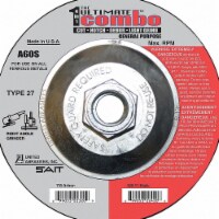 United Abrasives/Sait Combo Wheel,4.5 In D,5/8-11 AH,60 Grit  22420