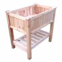 Pharmtec 2436BS Cedar Raised Container Garden Planter with Bottom Shelf - Small