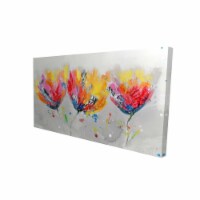 FOUR COLORED FLOWERS ON GRAY BACKGROUND - Print on canvas by Begin Edition