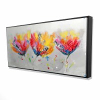 FOUR COLORED FLOWERS ON GRAY BACKGROUND - Framed Print on canvas by Begin Edition