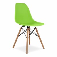 Aron Living Pyramid 17.5  Plastic and Beech Wood Dining Chair in Green