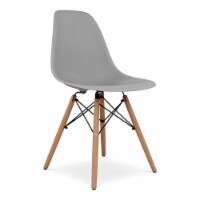 Aron Living Pyramid 17.5  Plastic and Beech Wood Dining Chair in Gray