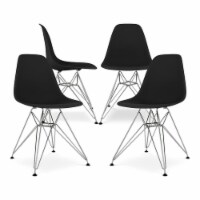 Aron Living Tower 17  Plastic and Chrome Steel Dining Chairs in Black (Set of 4)