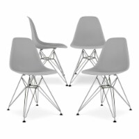 Aron Living Tower 17  Plastic and Chrome Steel Dining Chairs in Gray (Set of 4)