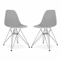 Aron Living Tower 17  Plastic and Chrome Steel Dining Chairs in Gray (Set of 2)