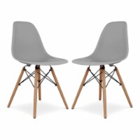 Aron Living Pyramid 17.5  Plastic and Wood Dining Chairs in Gray (Set of 2)