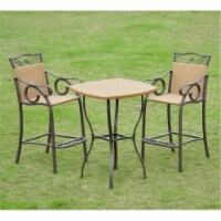 International Caravan 4110 Set of 3 Valencia Resin Wicker and Steel Bar Height Bistro Group