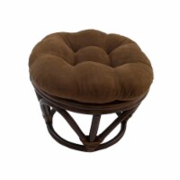 International Caravan 3301-MS-CH Rattan Ottoman with Micro Suede Cushion, Chocolate