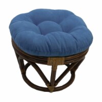 International Caravan 3301-MS-IN Rattan Ottoman with Micro Suede Cushion, Indigo